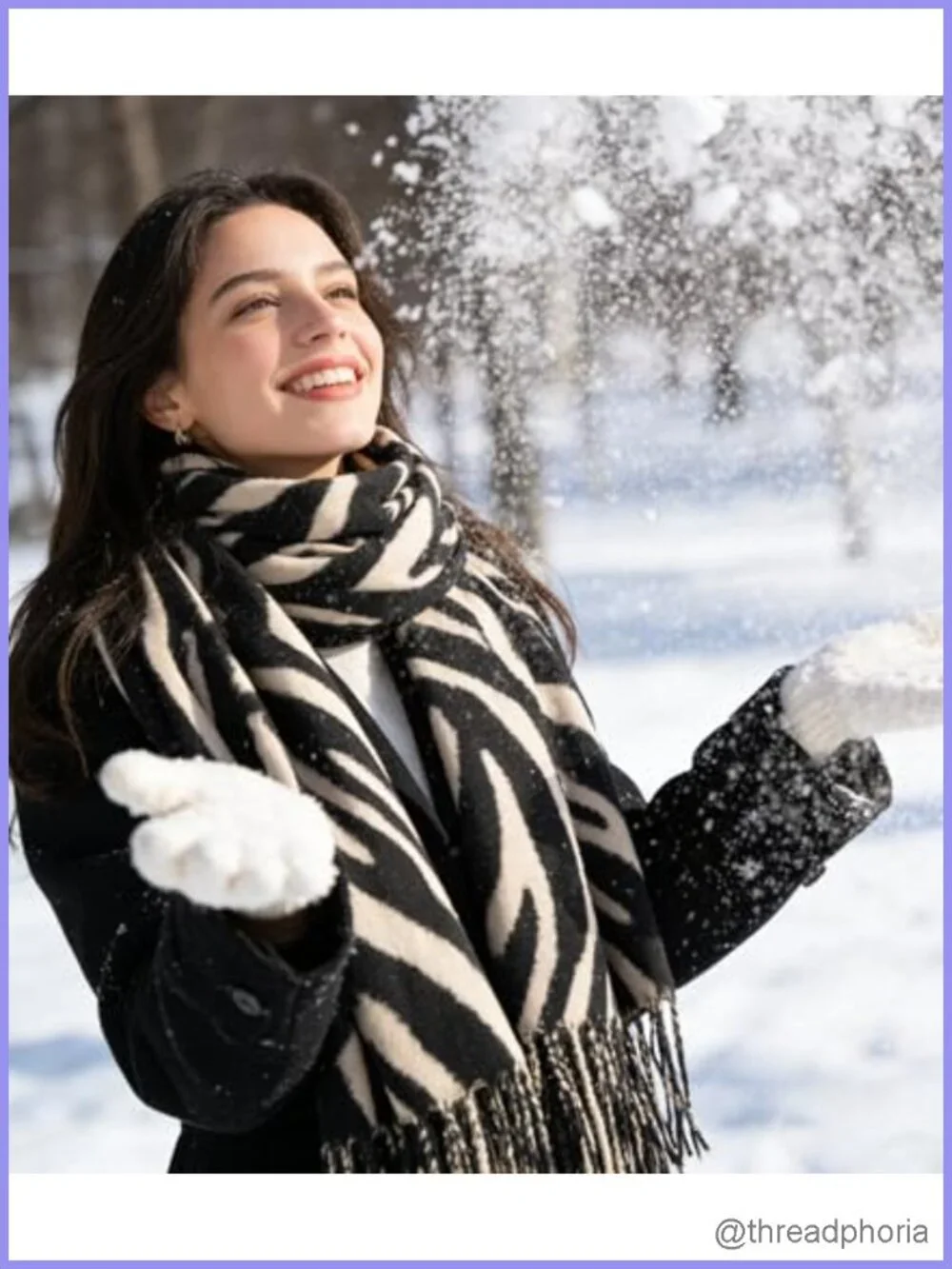Chunky Plaid Winter Scarf & Wrap Shawl, Soft Tassel